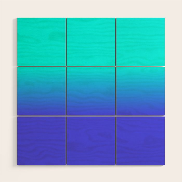 Neon Blue and Bright Neon Aqua Ombré Shade Color Fade Wood Wall Art Gallery Image 1