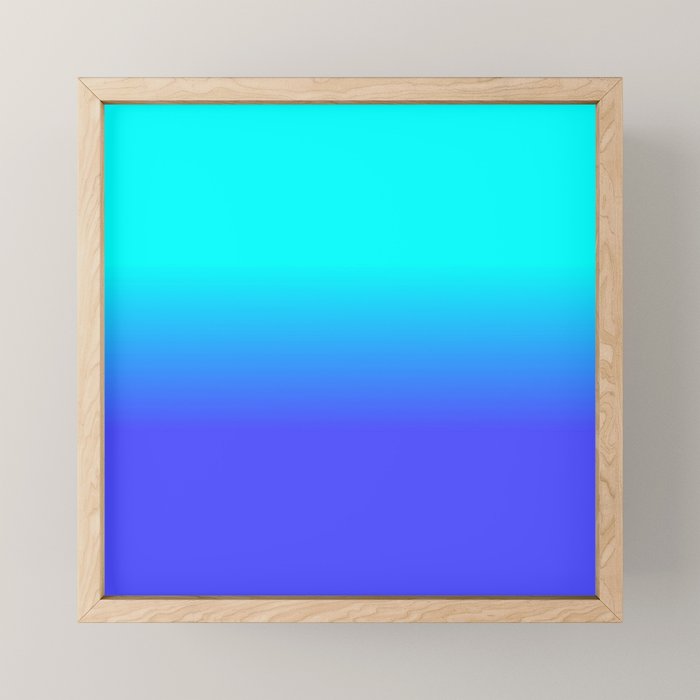 Neon Blue and Bright Neon Aqua Ombré Shade Color Fade Mini Art Print Gallery Image 1