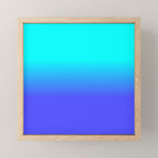 Neon Blue and Bright Neon Aqua Ombré Shade Color Fade Mini Art Print Gallery Image 1