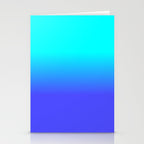Neon Blue and Bright Neon Aqua Ombré Shade Color Fade Stationery Card Gallery Image 2