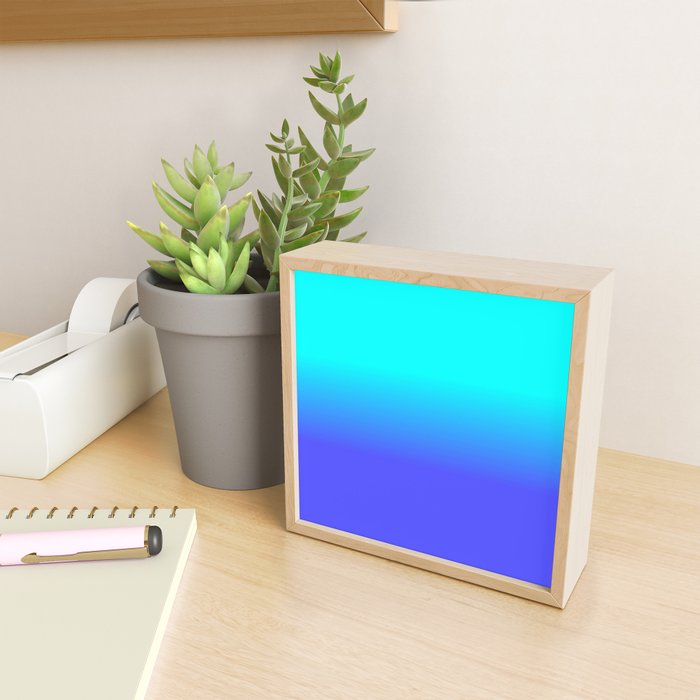 Neon Blue and Bright Neon Aqua Ombré Shade Color Fade Mini Art Print Gallery Image 2