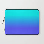 Neon Blue and Bright Neon Aqua Ombré Shade Color Fade Laptop Sleeve Gallery Image 1
