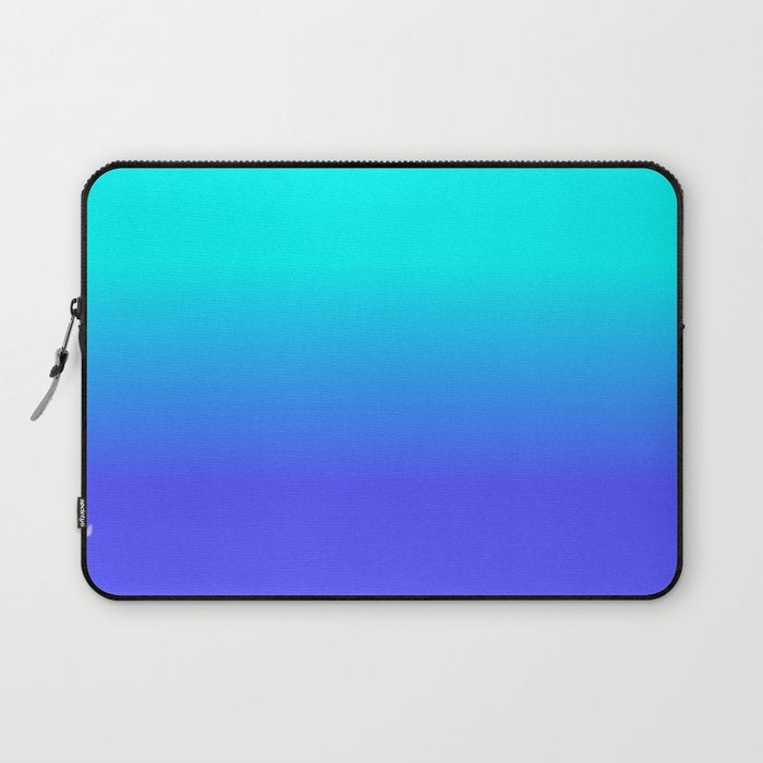 Neon Blue and Bright Neon Aqua Ombré Shade Color Fade Laptop Sleeve Gallery Image 1