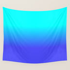 Neon Blue and Bright Neon Aqua Ombré Shade Color Fade Wall Tapestry Gallery Image 4