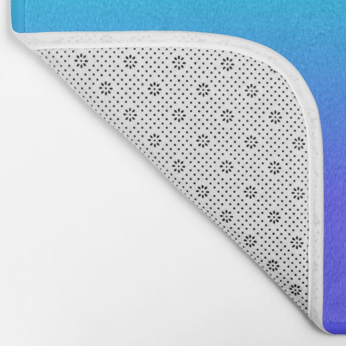 Neon Blue and Bright Neon Aqua Ombré Shade Color Fade Bath Mat Gallery Image 2