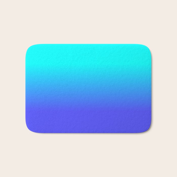 Neon Blue and Bright Neon Aqua Ombré Shade Color Fade Bath Mat Gallery Image 1