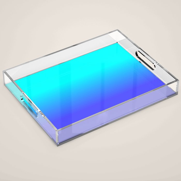 Neon Blue and Bright Neon Aqua Ombré Shade Color Fade Acrylic Tray Gallery Image 1