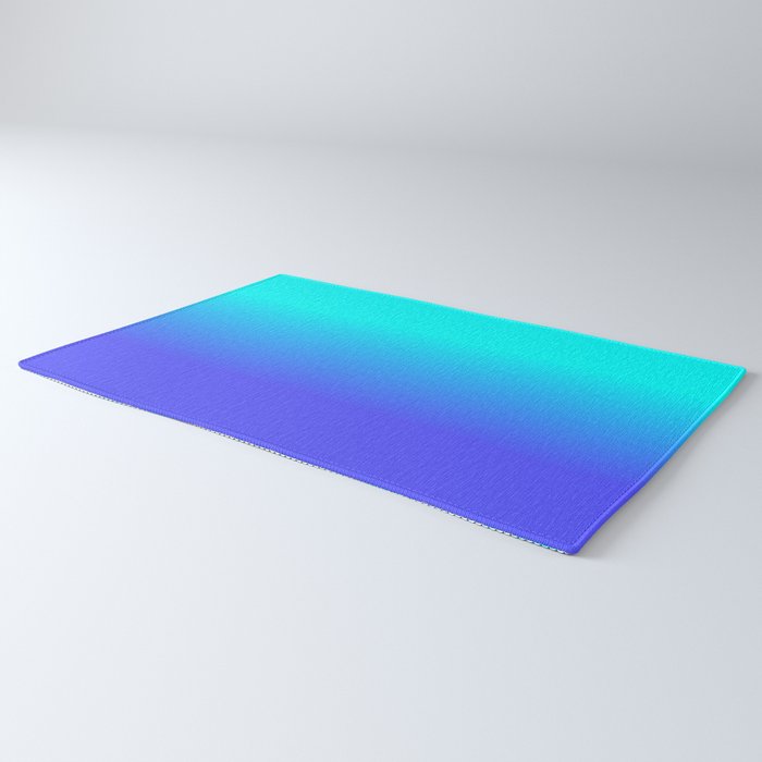 Neon Blue and Bright Neon Aqua Ombré Shade Color Fade Rug Gallery Image 3