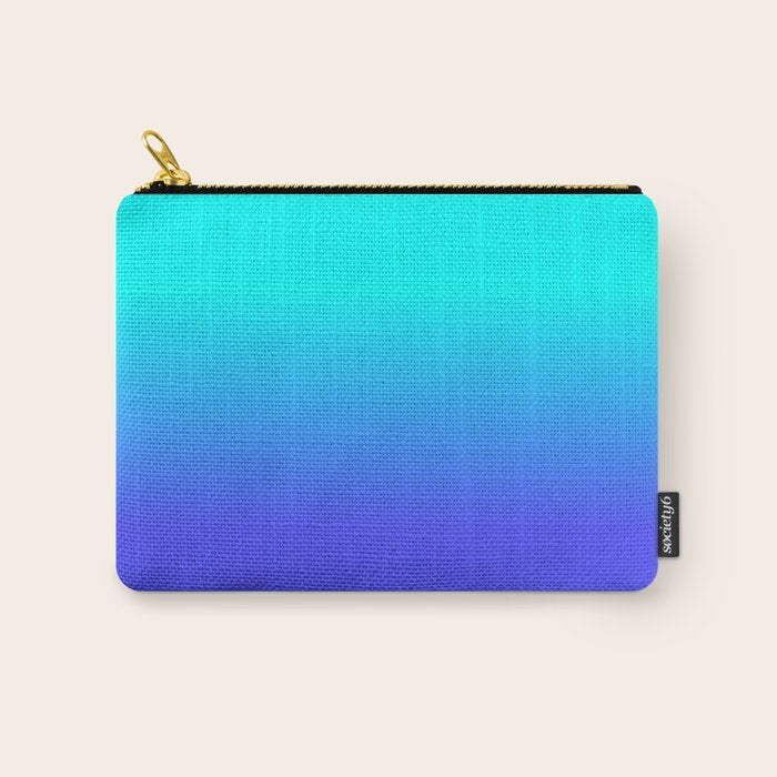 Neon Blue and Bright Neon Aqua Ombré Shade Color Fade Carry All Pouch Gallery Image 1