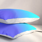Neon Blue and Bright Neon Aqua Ombré Shade Color Fade Pillow Sham Gallery Image 3
