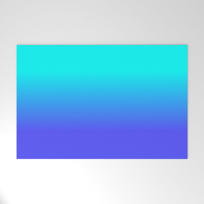 Neon Blue and Bright Neon Aqua Ombré Shade Color Fade Welcome Mat Gallery Image 1