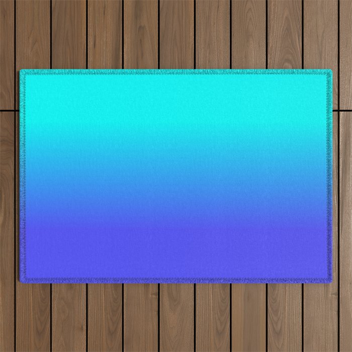 Neon Blue and Bright Neon Aqua Ombré Shade Color Fade Outdoor Rug Gallery Image 1