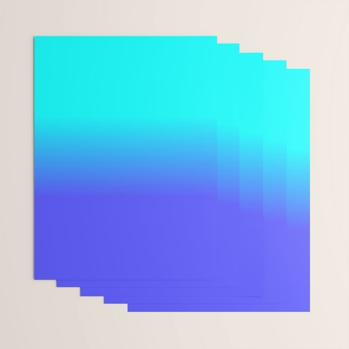Neon Blue and Bright Neon Aqua Ombré Shade Color Fade Wrapping Paper Gallery Image 3