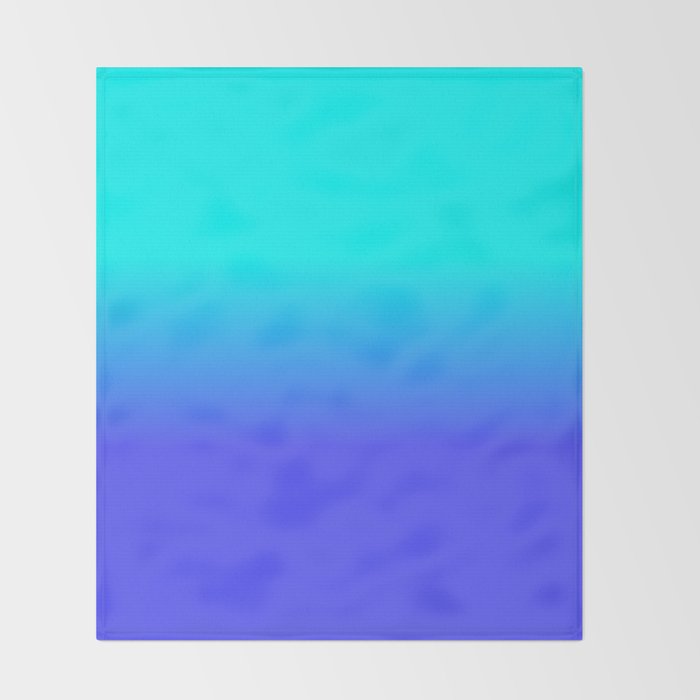 Neon Blue and Bright Neon Aqua Ombré Shade Color Fade Throw Blanket Gallery Image 2