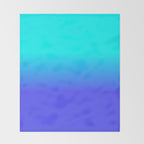 Neon Blue and Bright Neon Aqua Ombré Shade Color Fade Throw Blanket Gallery Image 2