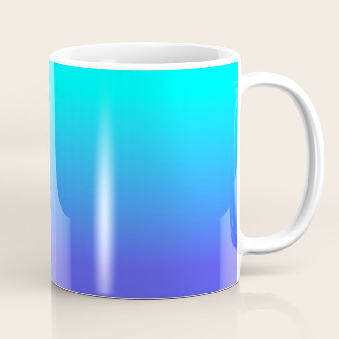 Neon Blue and Bright Neon Aqua Ombré Shade Color Fade Coffee Mug Gallery Image 1