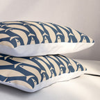 Mid Century Modern Fish Minimalist Pattern in Mid Mod Navy Blue and Beige Pillow Sham Gallery Image 3