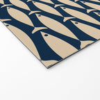 Mid Century Modern Fish Minimalist Pattern in Mid Mod Navy Blue and Beige Welcome Mat Gallery Image 2