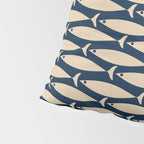 Mid Century Modern Fish Minimalist Pattern in Mid Mod Navy Blue and Beige Pillow Sham Gallery Image 4