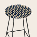 Mid Century Modern Fish Minimalist Pattern in Mid Mod Navy Blue and Beige Stool Gallery Image 2