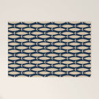 Mid Century Modern Fish Minimalist Pattern in Mid Mod Navy Blue and Beige Welcome Mat Gallery Image 1