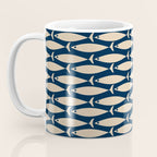 Mid Century Modern Fish Minimalist Pattern in Mid Mod Navy Blue and Beige Coffee Mug Gallery Image 3