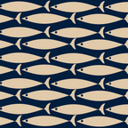 Mid Century Modern Fish Minimalist Pattern in Mid Mod Navy Blue and Beige Coffee Mug Gallery Image 2