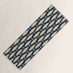 Mid Century Modern Fish Minimalist Pattern in Mid Mod Navy Blue and Beige Yoga Mat Gallery Image 1