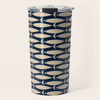 Mid Century Modern Fish Minimalist Pattern in Mid Mod Navy Blue and Beige Travel Mug Gallery Image 1