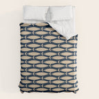 Mid Century Modern Fish Minimalist Pattern in Mid Mod Navy Blue and Beige Duvet Cover Gallery Image 6
