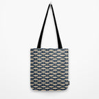 Mid Century Modern Fish Minimalist Pattern in Mid Mod Navy Blue and Beige Tote Bag Gallery Image 2