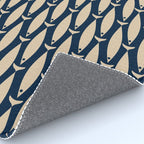 Mid Century Modern Fish Minimalist Pattern in Mid Mod Navy Blue and Beige Rug Gallery Image 4