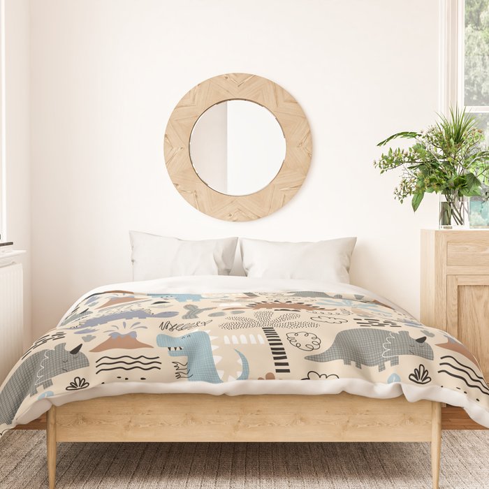 Nursery Wall Art, Nursery Prints, Neutral Nursery Decor, Dinosaur Print Duvet Cover Gallery Image 3