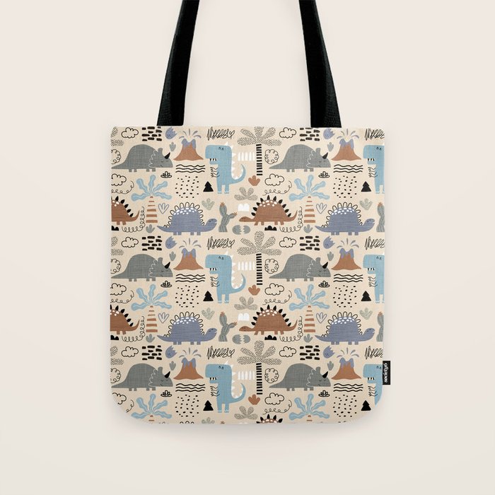 Nursery Wall Art, Nursery Prints, Neutral Nursery Decor, Dinosaur Print Tote Bag Gallery Image 1