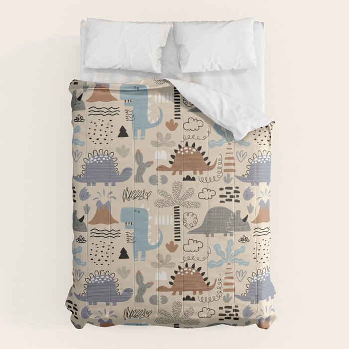 Nursery Wall Art, Nursery Prints, Neutral Nursery Decor, Dinosaur Print Comforter Gallery Image 1