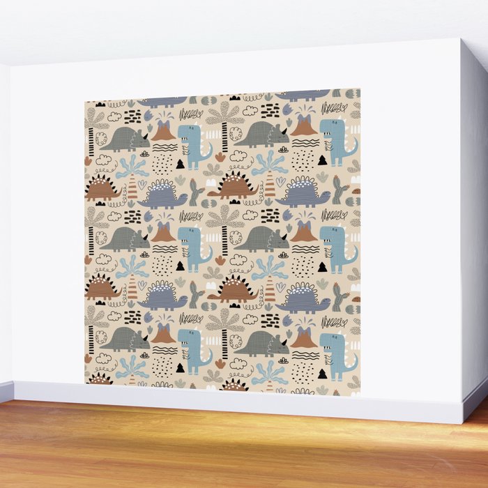 Nursery Wall Art, Nursery Prints, Neutral Nursery Decor, Dinosaur Print Wall Mural Gallery Image 2