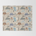 Nursery Wall Art, Nursery Prints, Neutral Nursery Decor, Dinosaur Print Throw Blanket Gallery Image 2