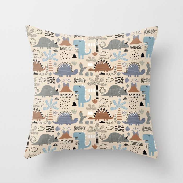 Nursery Wall Art, Nursery Prints, Neutral Nursery Decor, Dinosaur Print Throw Pillow Gallery Image 6