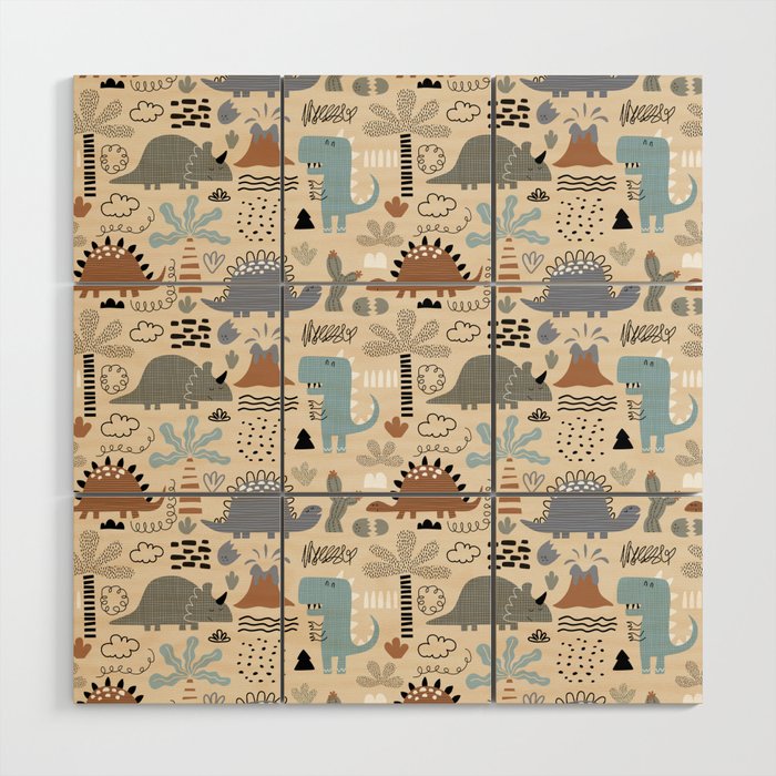 Nursery Wall Art, Nursery Prints, Neutral Nursery Decor, Dinosaur Print Wood Wall Art Gallery Image 1
