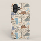 Nursery Wall Art, Nursery Prints, Neutral Nursery Decor, Dinosaur Print iPhone Case Gallery Image 1