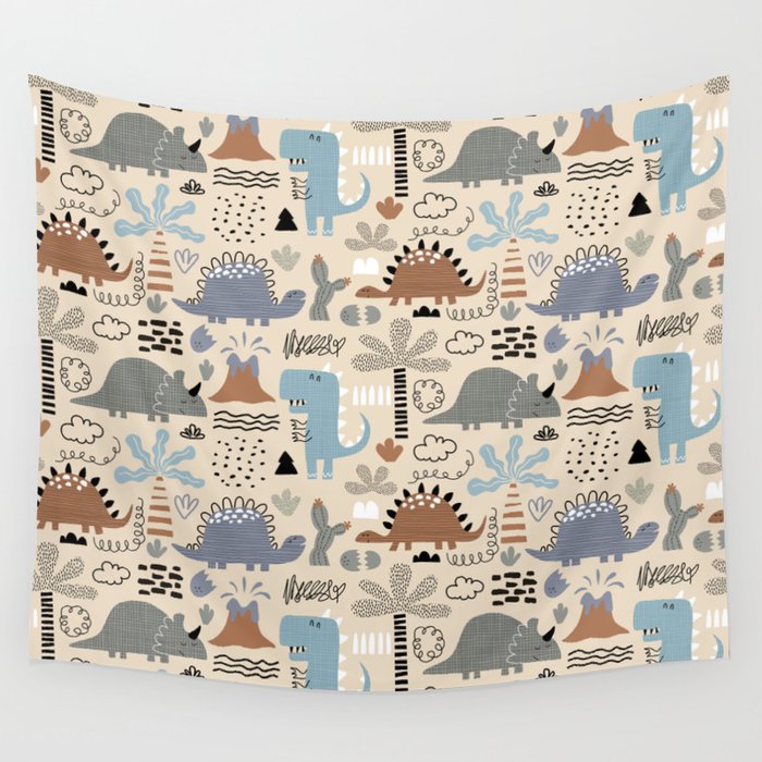 Nursery Wall Art, Nursery Prints, Neutral Nursery Decor, Dinosaur Print Wall Tapestry Gallery Image 1