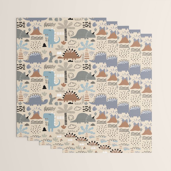 Nursery Wall Art, Nursery Prints, Neutral Nursery Decor, Dinosaur Print Wrapping Paper Gallery Image 3
