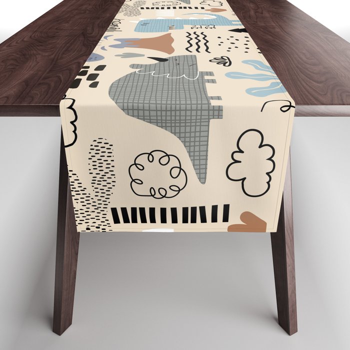 Nursery Wall Art, Nursery Prints, Neutral Nursery Decor, Dinosaur Print Table Runner Gallery Image 1