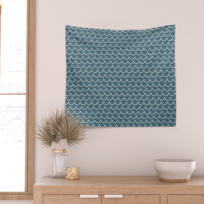 Ocean Waves . Surf Blue Wall Tapestry Gallery Image 2