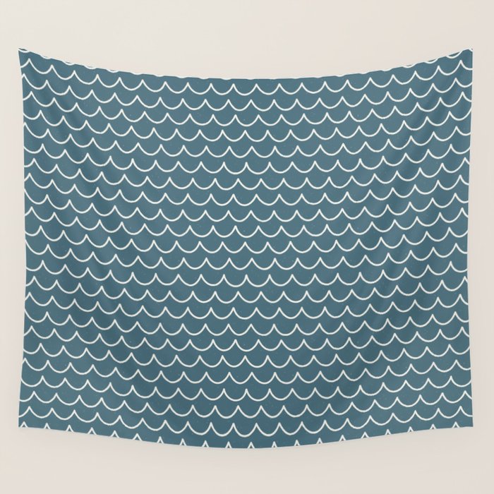 Ocean Waves . Surf Blue Wall Tapestry Gallery Image 1