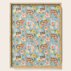 Blue Easter Bunny and Chick Floral Serving Tray Gallery Image 1