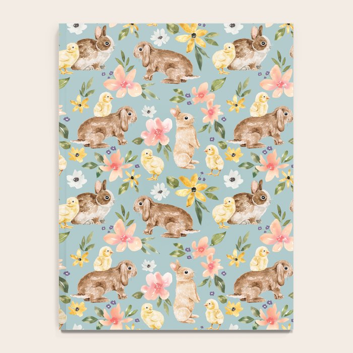 Blue Easter Bunny and Chick Floral Notebook Gallery Image 4