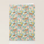 Blue Easter Bunny and Chick Floral Stationery Card Gallery Image 2