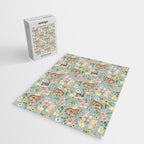 Blue Easter Bunny and Chick Floral Jigsaw Puzzle Gallery Image 2