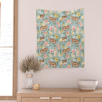 Blue Easter Bunny and Chick Floral Wall Tapestry Gallery Image 2